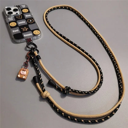 6mm Thick Crossbody Phone Lanyard Adjustable Polyester Neck Strap with Tether Tab, Total Length: 122cm