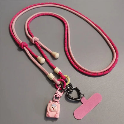 6mm Thick Crossbody Phone Lanyard Adjustable Polyester Neck Strap with Tether Tab, Total Length: 122cm