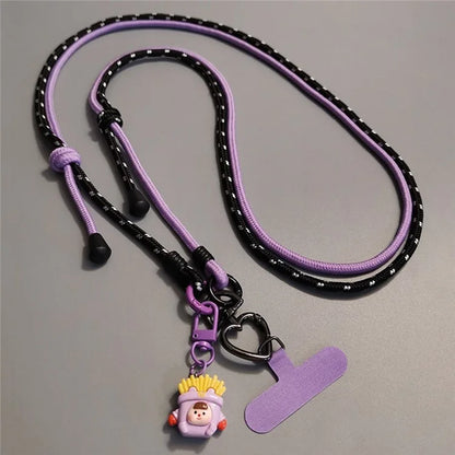 6mm Thick Crossbody Phone Lanyard Adjustable Polyester Neck Strap with Tether Tab, Total Length: 122cm