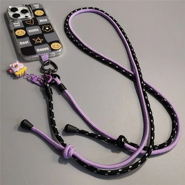 6mm Thick Crossbody Phone Lanyard Adjustable Polyester Neck Strap with Tether Tab, Total Length: 122cm
