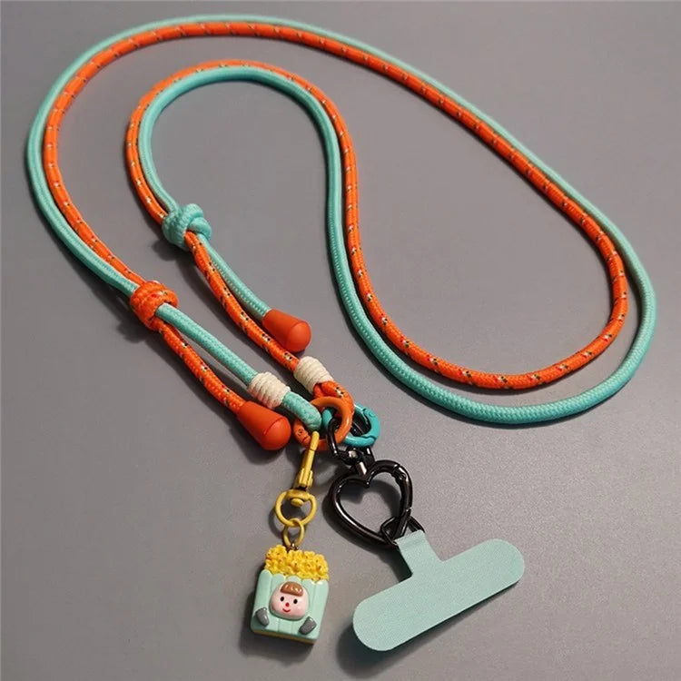 6mm Thick Crossbody Phone Lanyard Adjustable Polyester Neck Strap with Tether Tab, Total Length: 122cm