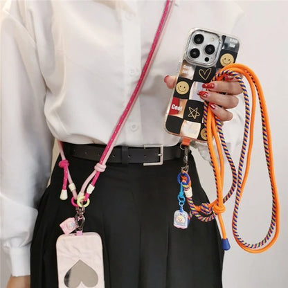 6mm Thick Crossbody Phone Lanyard Adjustable Polyester Neck Strap with Tether Tab, Total Length: 122cm