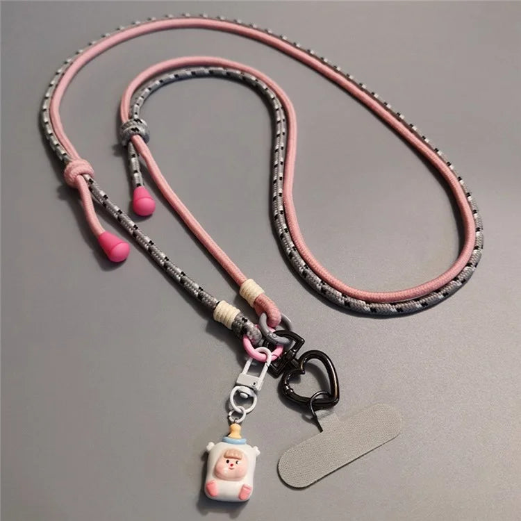 6mm Thick Crossbody Phone Lanyard Adjustable Polyester Neck Strap with Tether Tab, Total Length: 122cm