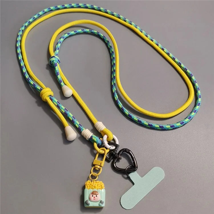 6mm Thick Crossbody Phone Lanyard Adjustable Polyester Neck Strap with Tether Tab, Total Length: 122cm