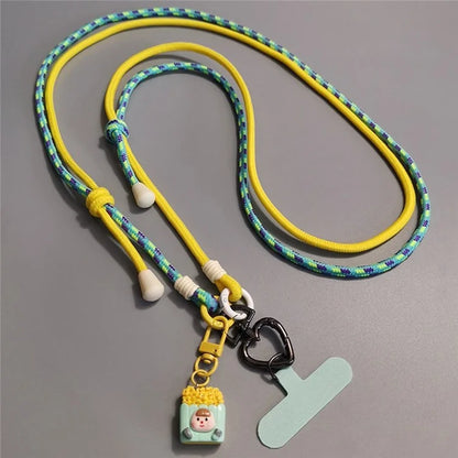 6mm Thick Crossbody Phone Lanyard Adjustable Polyester Neck Strap with Tether Tab, Total Length: 122cm
