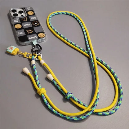 6mm Thick Crossbody Phone Lanyard Adjustable Polyester Neck Strap with Tether Tab, Total Length: 122cm