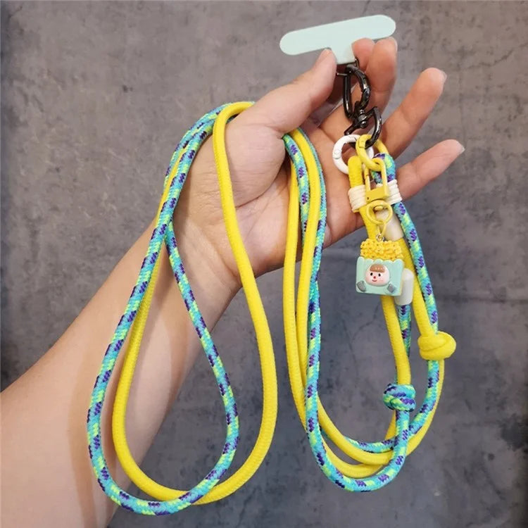 6mm Thick Crossbody Phone Lanyard Adjustable Polyester Neck Strap with Tether Tab, Total Length: 122cm