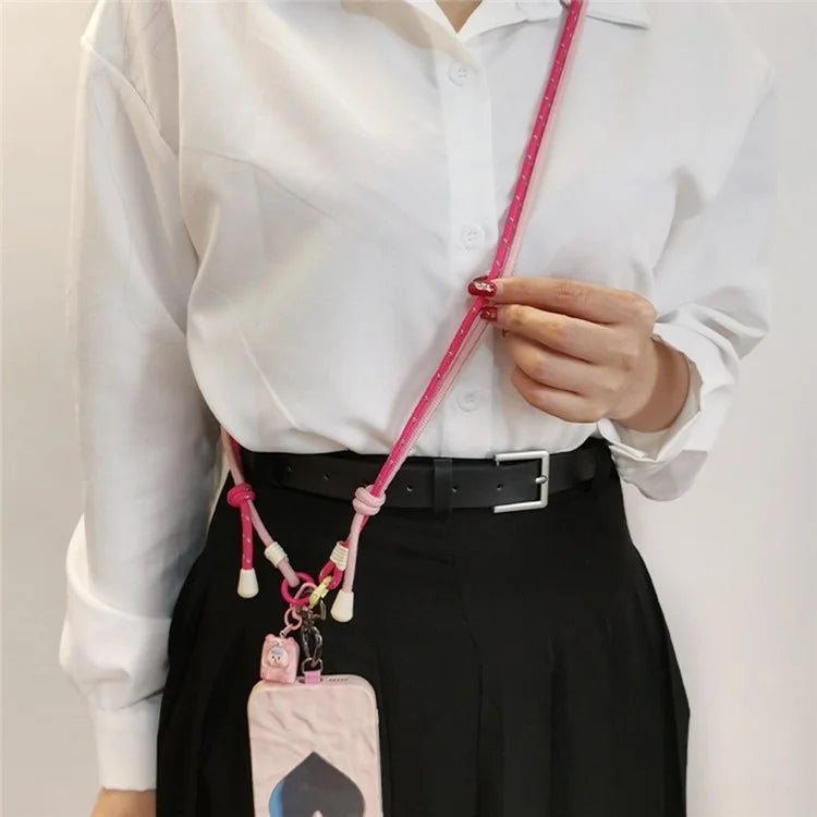6mm Thick Crossbody Phone Lanyard Adjustable Polyester Neck Strap with Tether Tab, Total Length: 122cm