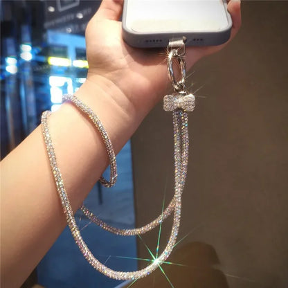 Phone Neck Strap Wrist Strap Rhinestone Decor Butterfly Knot Lanyards with 2 Tether Tabs
