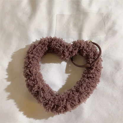 A10 Style Warm Plush Phone Hand Strap Heart Wristlet Bracelet Charm with Tether Tab