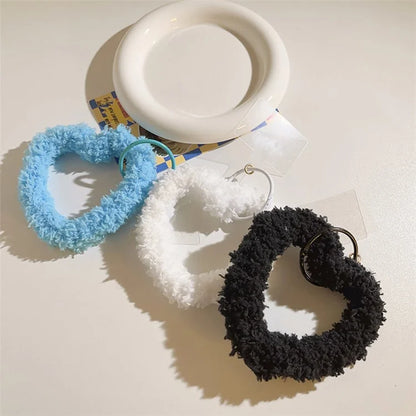 A10 Style Warm Plush Phone Hand Strap Heart Wristlet Bracelet Charm with Tether Tab