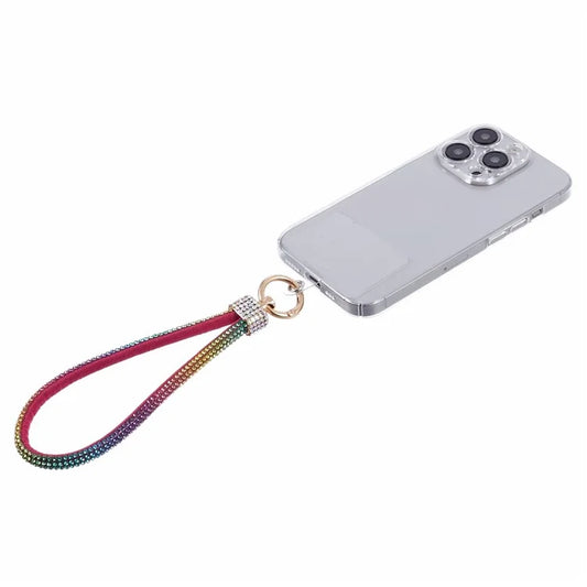 A12 Style Phone Wrist Strap Rhinestone Decor Bling Wristlet Key Chain with Patch