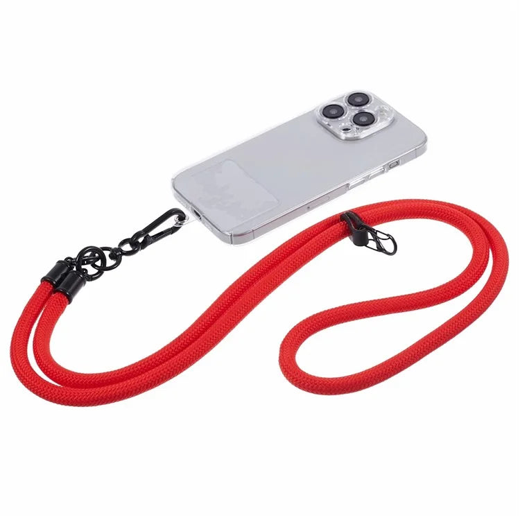 Style A Solid Color Phone Strap 10mm Crossbody Nylon Phone Charm with Clear Patch