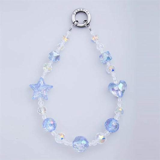PICOCICI Phone Carrying Wrist Band Love Heart Star Decor Beaded Bracelet