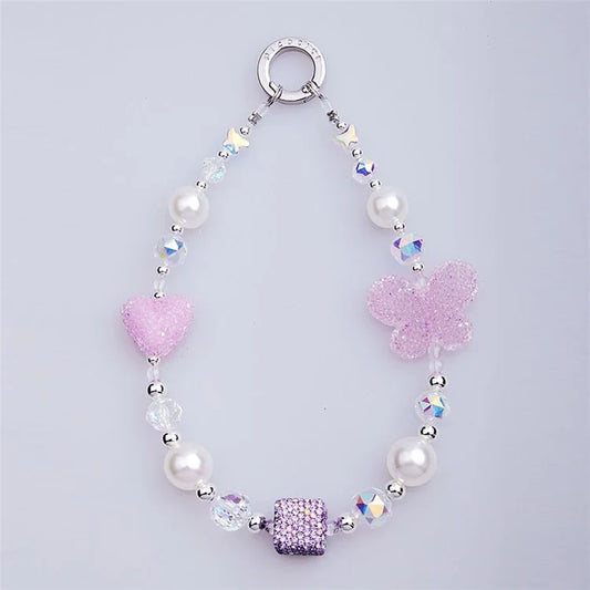 PICOCICI Phone Carrying Strap Rhinestones Pearls Beads Phone Wrist Band Lanyard