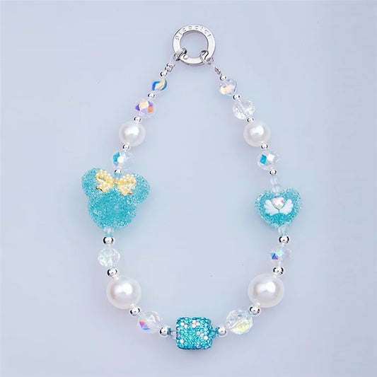 PICOCICI Cartoon Mouse Head Heart Decor Phone Anti-drop Lanyard Beaded Bracelet