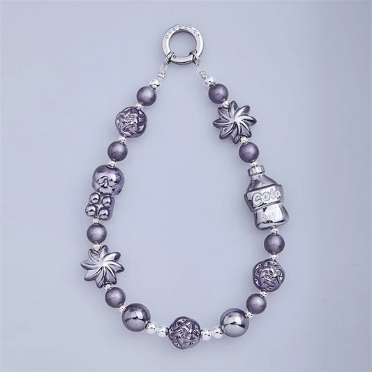 PICOCICI Electroplating Cola Baby Boy Decor Beaded Bracelet Phone Lanyard Hand Chain