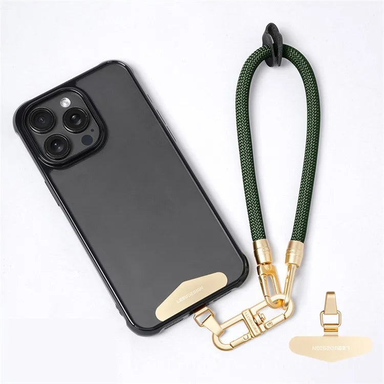 LEEU DESIGN 30cm Smartphone Strap Cell Phone Polyester Lanyard with Metal Tether Tabish Green