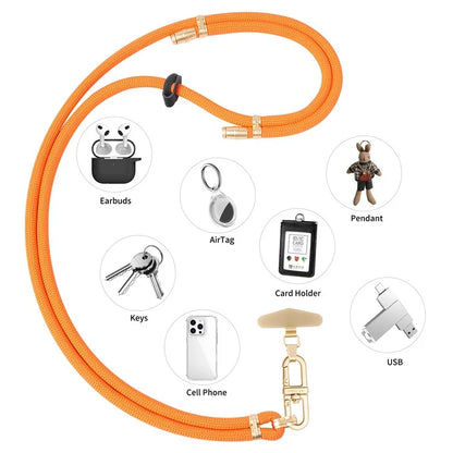 LEEU DESIGN 120cm Smartphone Shoulder Strap with Metal Tether Tab, Adjustable Cell Phone Polyester Lanyard