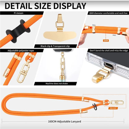 LEEU DESIGN 120cm Smartphone Shoulder Strap with Metal Tether Tab, Adjustable Cell Phone Polyester Lanyard