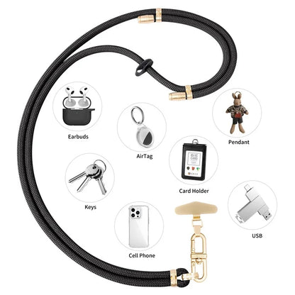 LEEU DESIGN 120cm Smartphone Shoulder Strap with Metal Tether Tab, Adjustable Cell Phone Polyester Lanyard