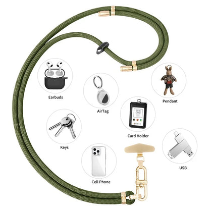 LEEU DESIGN 120cm Smartphone Shoulder Strap with Metal Tether Tab, Adjustable Cell Phone Polyester Lanyard