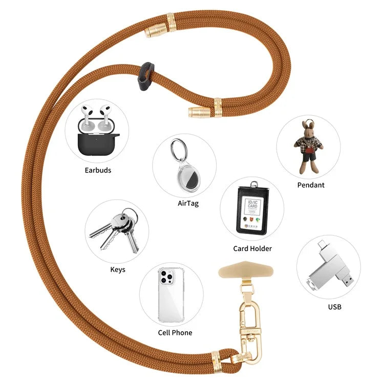 LEEU DESIGN 120cm Smartphone Shoulder Strap with Metal Tether Tab, Adjustable Cell Phone Polyester Lanyard