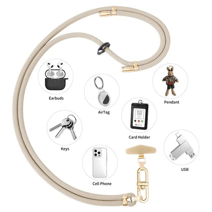 LEEU DESIGN 120cm Smartphone Shoulder Strap with Metal Tether Tab, Adjustable Cell Phone Polyester Lanyard
