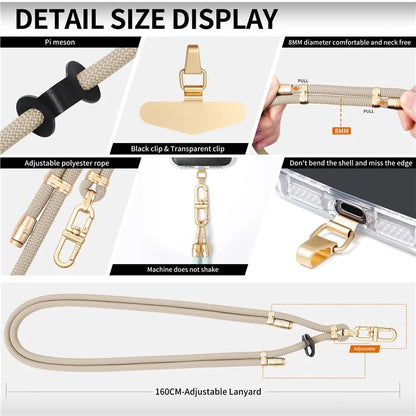 LEEU DESIGN 120cm Smartphone Shoulder Strap with Metal Tether Tab, Adjustable Cell Phone Polyester Lanyard