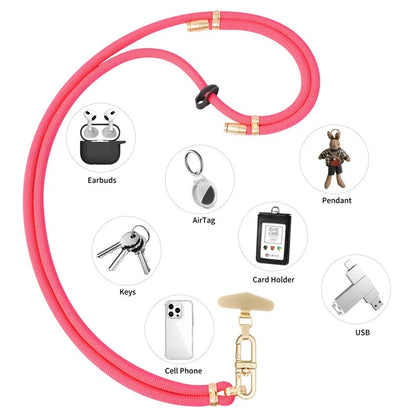 LEEU DESIGN 120cm Smartphone Shoulder Strap with Metal Tether Tab, Adjustable Cell Phone Polyester Lanyard