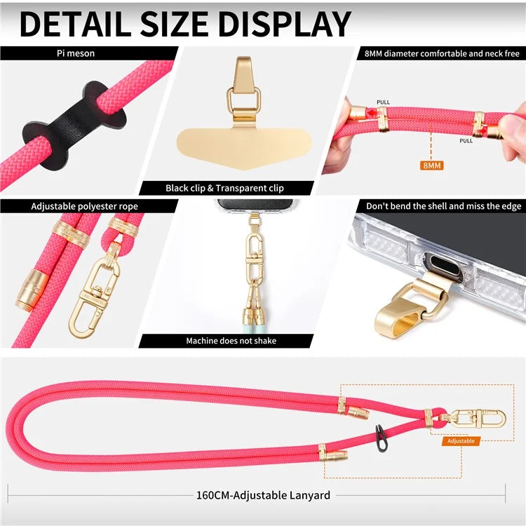 LEEU DESIGN 120cm Smartphone Shoulder Strap with Metal Tether Tab, Adjustable Cell Phone Polyester Lanyard