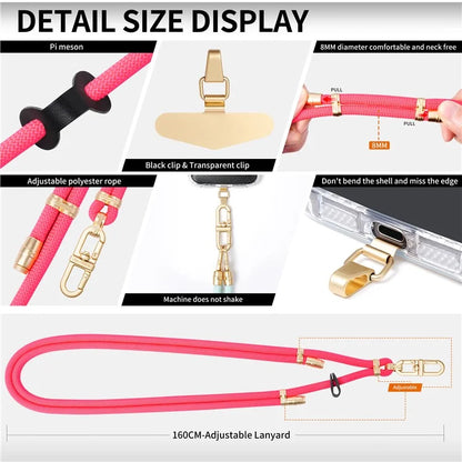 LEEU DESIGN 120cm Smartphone Shoulder Strap with Metal Tether Tab, Adjustable Cell Phone Polyester Lanyard