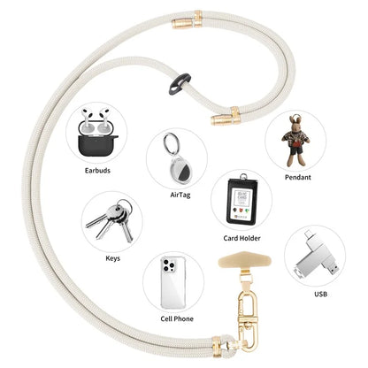 LEEU DESIGN 120cm Smartphone Shoulder Strap with Metal Tether Tab, Adjustable Cell Phone Polyester Lanyard