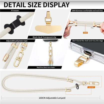 LEEU DESIGN 120cm Smartphone Shoulder Strap with Metal Tether Tab, Adjustable Cell Phone Polyester Lanyard