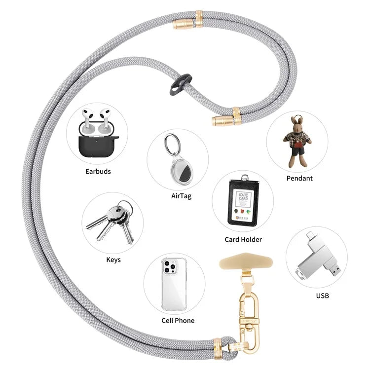 LEEU DESIGN 120cm Smartphone Shoulder Strap with Metal Tether Tab, Adjustable Cell Phone Polyester Lanyard
