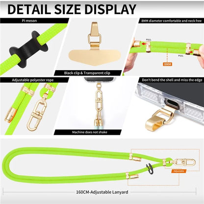 LEEU DESIGN 120cm Smartphone Shoulder Strap with Metal Tether Tab, Adjustable Cell Phone Polyester Lanyard