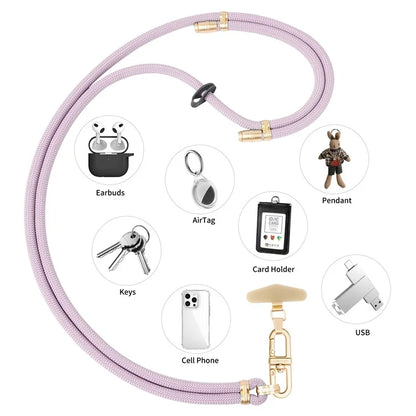 LEEU DESIGN 120cm Smartphone Shoulder Strap with Metal Tether Tab, Adjustable Cell Phone Polyester Lanyard