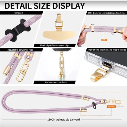 LEEU DESIGN 120cm Smartphone Shoulder Strap with Metal Tether Tab, Adjustable Cell Phone Polyester Lanyard