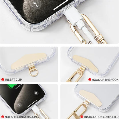 LEEU DESIGN Phone Lanyard Tether Tab Universal Metal Patch with Buckle