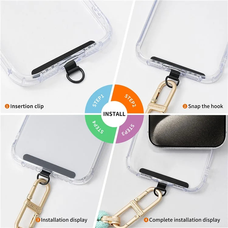 D-Buckle Phone Tether Tab Crossbody Phone Lanyard Pad Universal Metal Phone Strap Patch