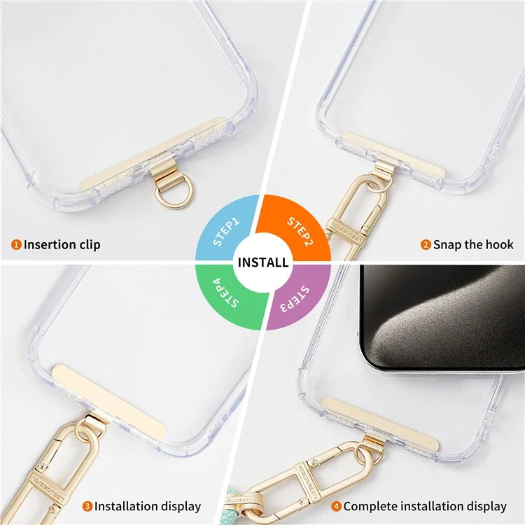 D-Buckle Phone Tether Tab Crossbody Phone Lanyard Pad Universal Metal Phone Strap Patch