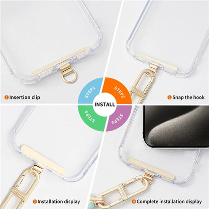 D-Buckle Phone Tether Tab Crossbody Phone Lanyard Pad Universal Metal Phone Strap Patch
