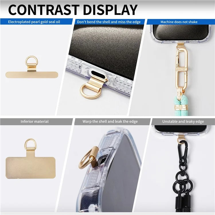 D-Buckle Phone Tether Tab Crossbody Phone Lanyard Pad Universal Metal Phone Strap Patch