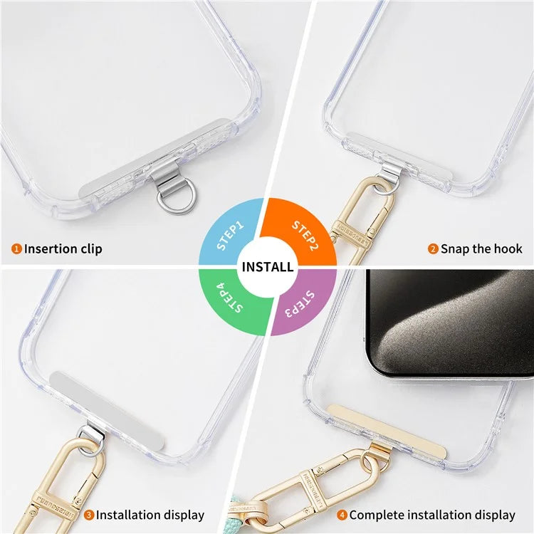 D-Buckle Phone Tether Tab Crossbody Phone Lanyard Pad Universal Metal Phone Strap Patch