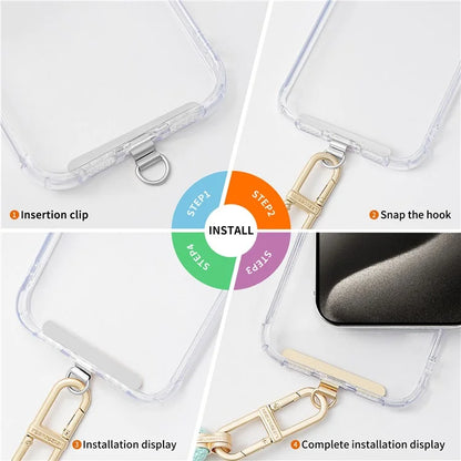 D-Buckle Phone Tether Tab Crossbody Phone Lanyard Pad Universal Metal Phone Strap Patch