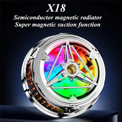 X18 Cell Phone Cooler Magnetic Heat Sink Mobile Phone Radiator with Screw Interface for Live Streaming Gaming