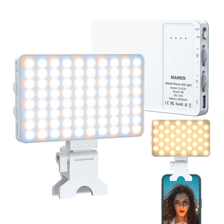 V12A Portable Selfie Live Streaming LED Fill Light Phone Laptop Video Conference Fill Lamp
