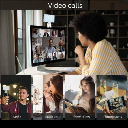 V12A Portable Selfie Live Streaming LED Fill Light Phone Laptop Video Conference Fill Lamp