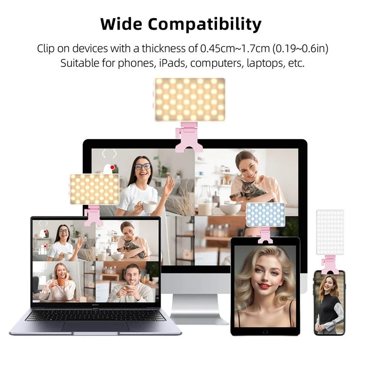 V12A Portable Selfie Live Streaming LED Fill Light Phone Laptop Video Conference Fill Lamp