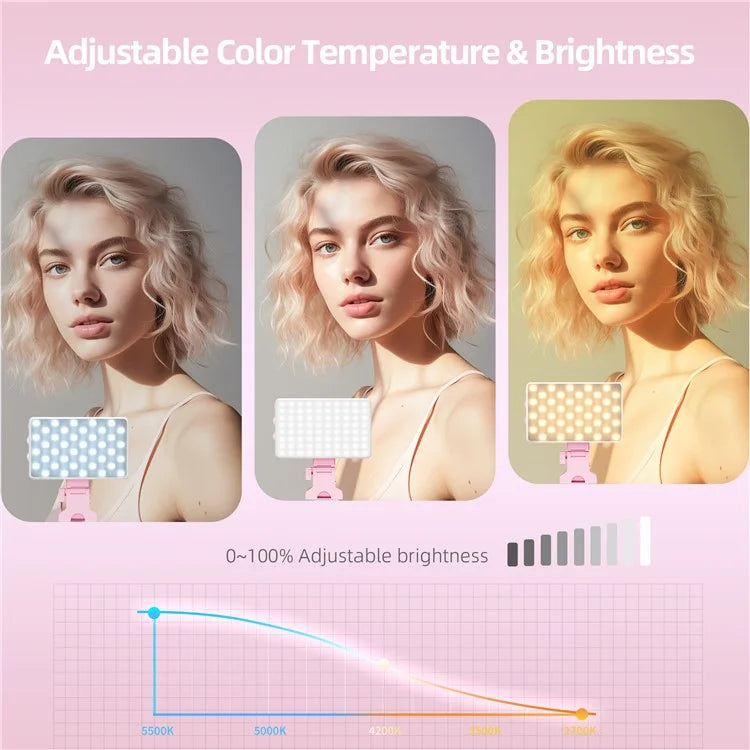 V12A Portable Selfie Live Streaming LED Fill Light Phone Laptop Video Conference Fill Lamp